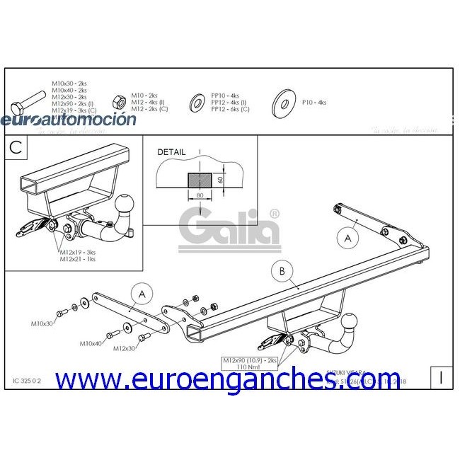 Enganche De Remolque Extra Ble Horizontal Galvanizado Para Suzuki Sx S